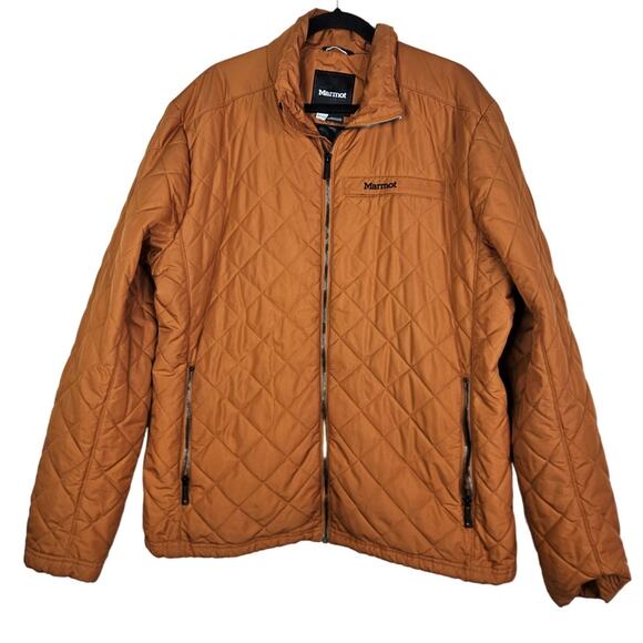 Marmot XL Burnt Orange Quilted Puffer Jacket Full Zip Gorpcore Outdoor Warm